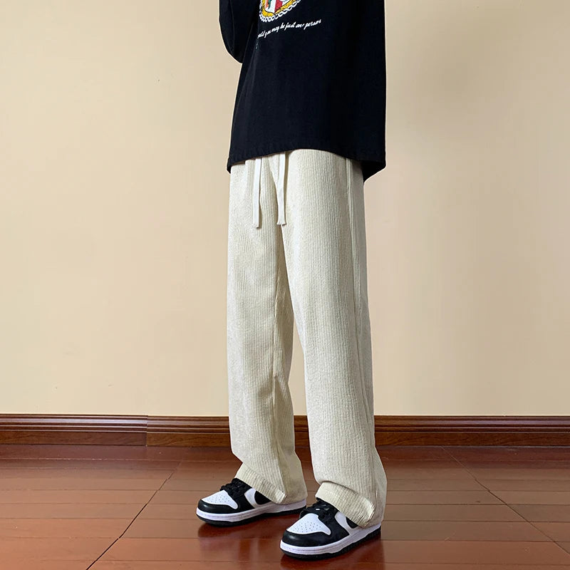 2024 New Autumn Mens Corduroy Pants Streetwear Casual Straight Sweatpant Jogger Hombre M-5XL