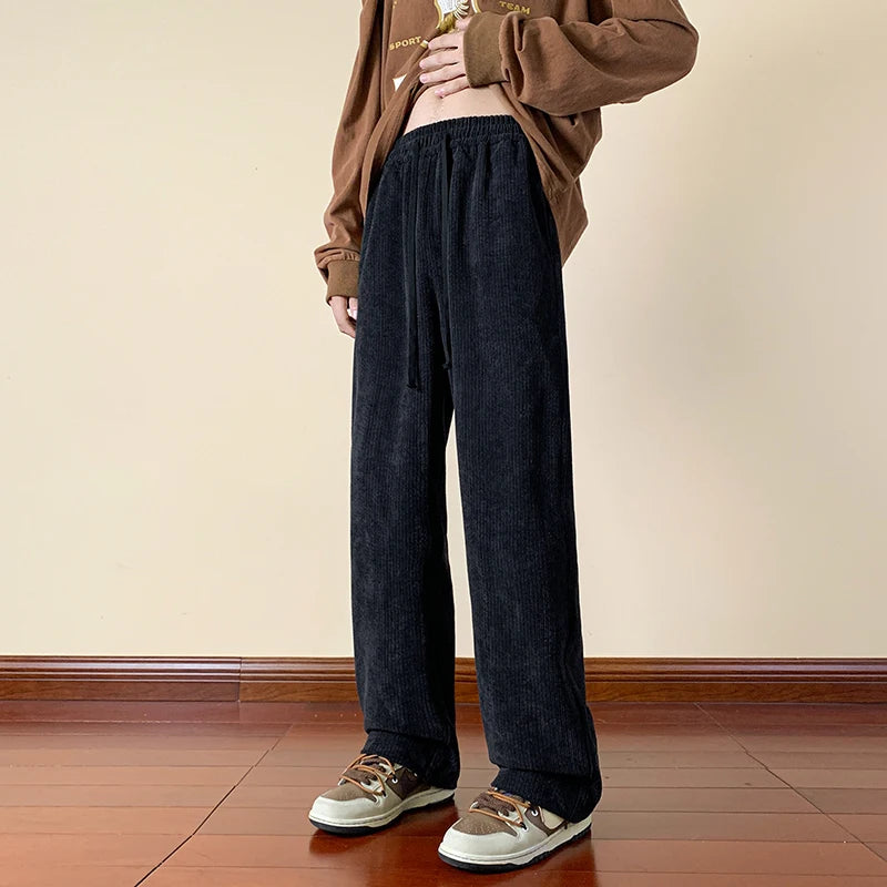 2024 New Autumn Mens Corduroy Pants Streetwear Casual Straight Sweatpant Jogger Hombre M-5XL