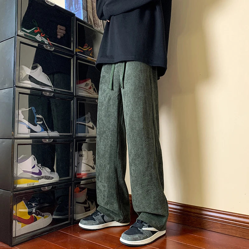 2024 New Autumn Mens Corduroy Pants Streetwear Casual Straight Sweatpant Jogger Hombre M-5XL