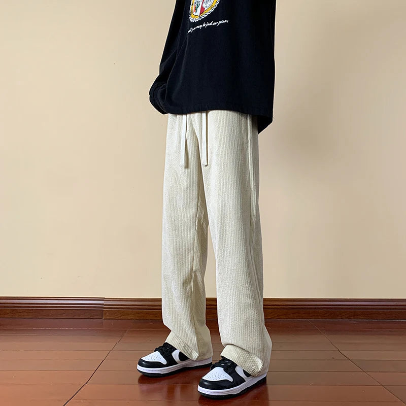 2024 New Autumn Mens Corduroy Pants Streetwear Casual Straight Sweatpant Jogger Hombre M-5XL