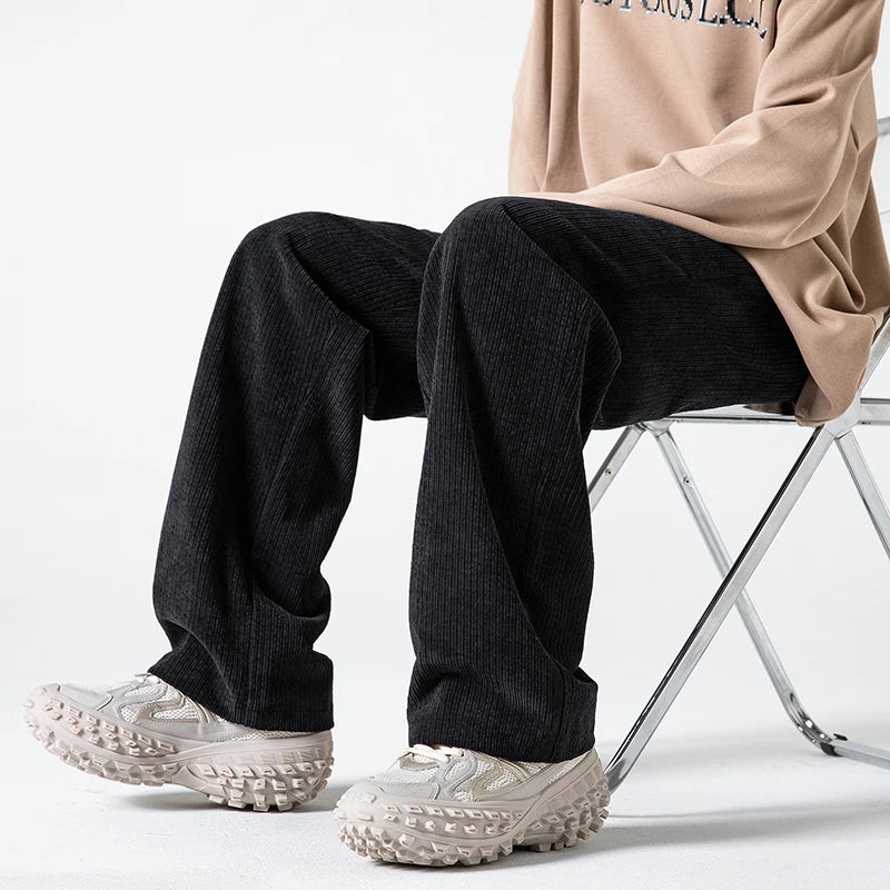 2024 New Autumn Mens Corduroy Pants Streetwear Casual Straight Sweatpant Jogger Hombre M-5XL